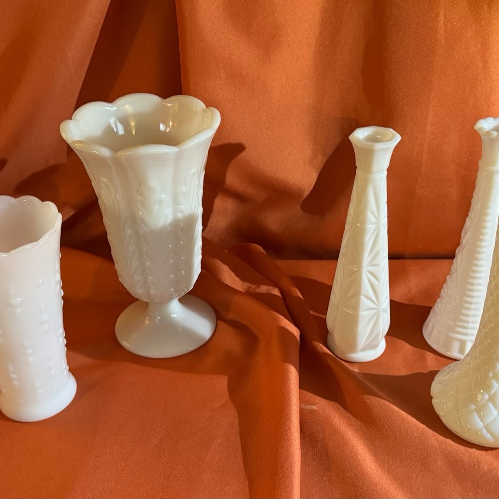 Elegant Milk Glass Vases Collection